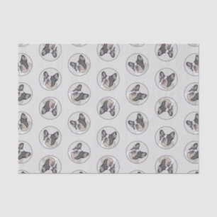 Französischer Bulldogge Malerei White Black Pied D Seidenpapier