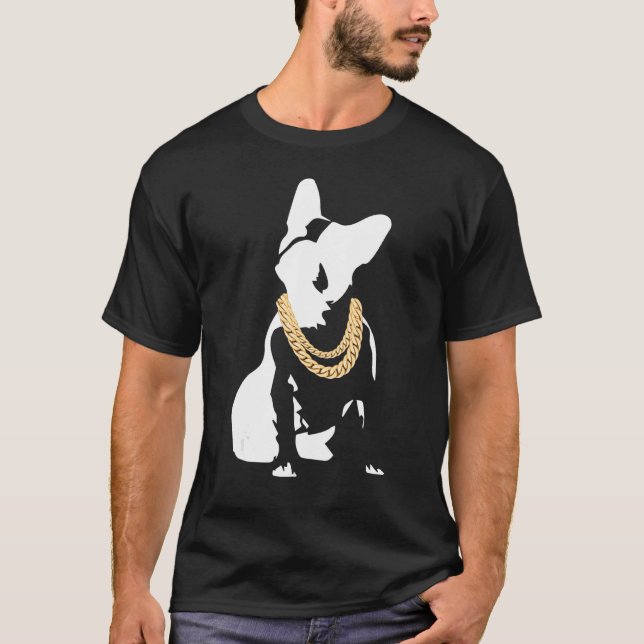 Französischer Bulldogge mit goldener Necklecklie F T-Shirt (Vorderseite)
