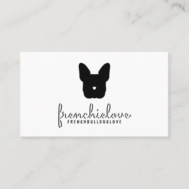 Französischer Bulldogge niedliches Logo Visitenkarte (Vorderseite)