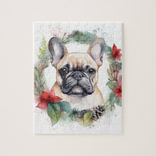 Französischer Bulldogge Weihnachtskranz Festlicher