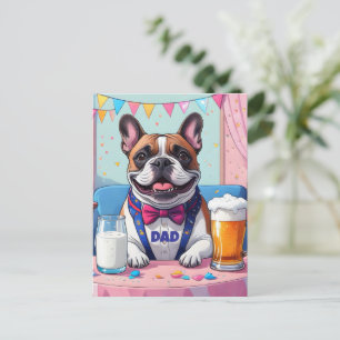Französischer Bulldoggen-Vater zum Vatertag Postkarte