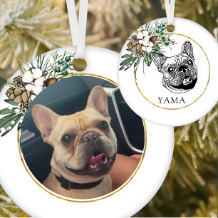 Französischer Bulldoghund Hand Zeichnend Personali Keramik Ornament