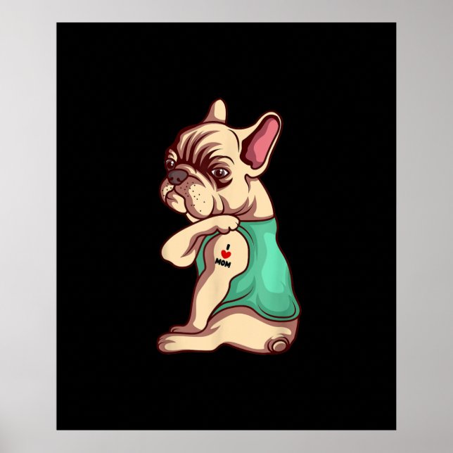 Französischer Bulldoghund in der Liebe Tätowierung Poster (Vorne)