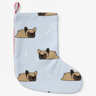 Französischer Bulldoghund Welpe, niedliches Schlaf Kleiner Weihnachtsstrumpf