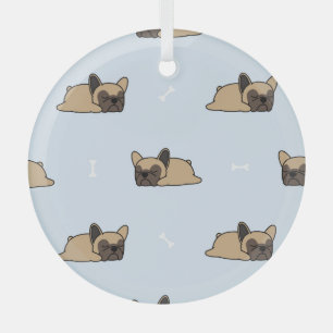 Französischer Bulldoghund Welpe, niedliches Schlaf Ornament Aus Glas