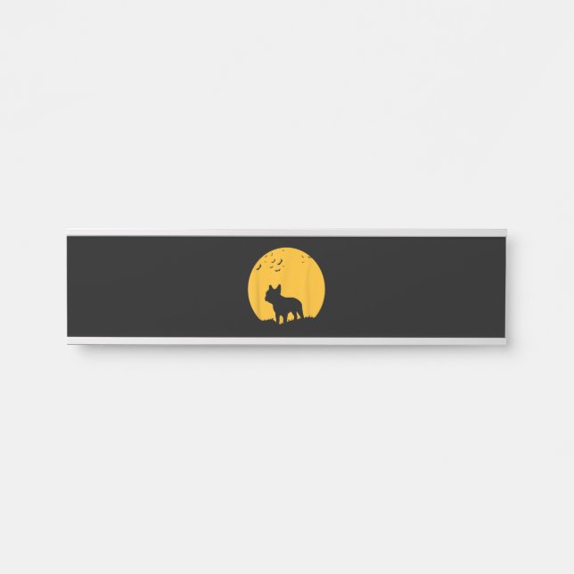 Französischer Bulldogmoon-halloween inspiriertes D Türschild (Vorderseite )
