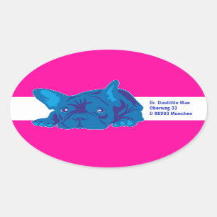 Französischer Bulldogsticker mit Text Ovaler Aufkleber
