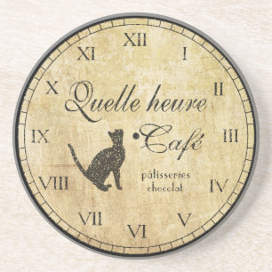 Französischer Café-Uhr-Unterleger Sandstein Untersetzer