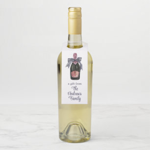 Französischer Champagner in Aquarellfarbe mit Stre Flaschenanhänger