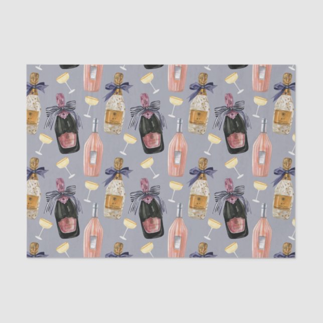 Französischer Champagner in Wasserfarbe Seidenpapier (Vorderseite)