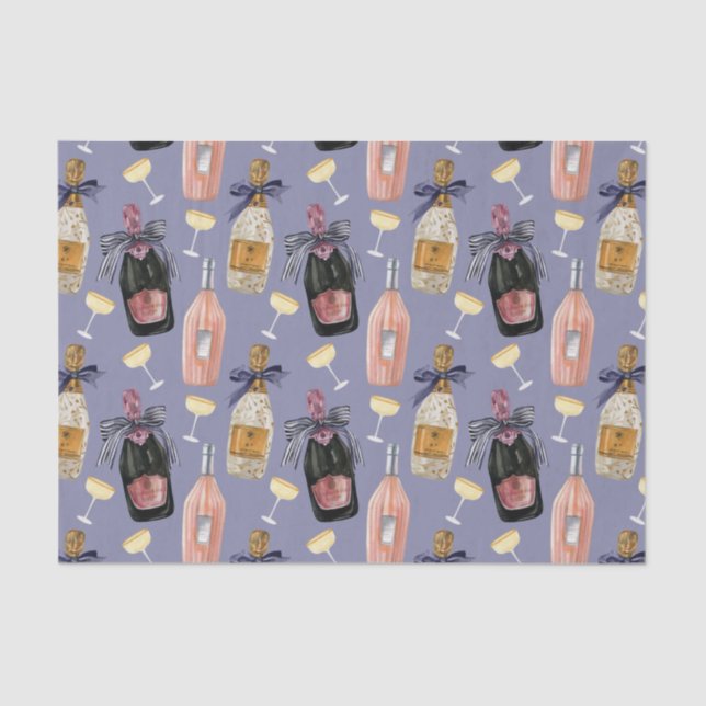 Französischer Champagner in Wasserfarbe Seidenpapier (Vorderseite)