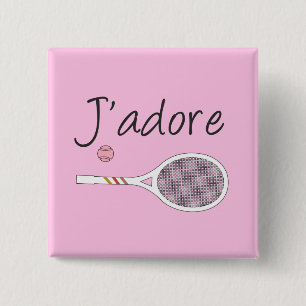 Französischer Chic J'adore Tennis Player Design Pi Button