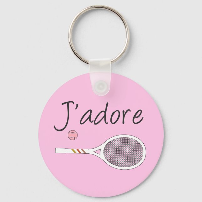 Französischer Chic J'adore Tennis Player Design Pi Schlüsselanhänger (Vorderseite)