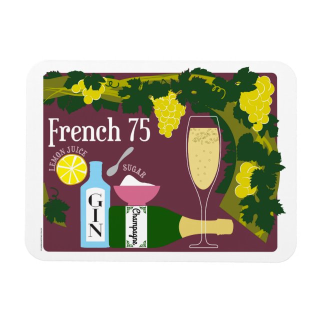 Französischer Cocktail mit 75 Champagner Magnet (Horizontal)