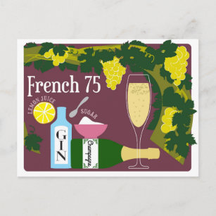 Französischer Cocktail mit 75 Champagner Postkarte