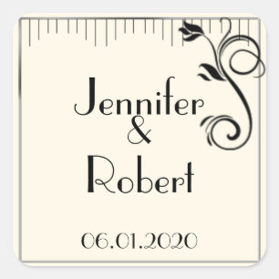 Französischer Deko Rose Black Cream Wedding Umschl Quadratischer Aufkleber