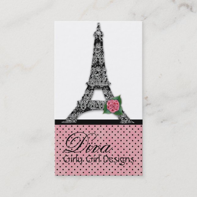 Französischer Eiffelturm-Girly Visitenkarte (Vorderseite)