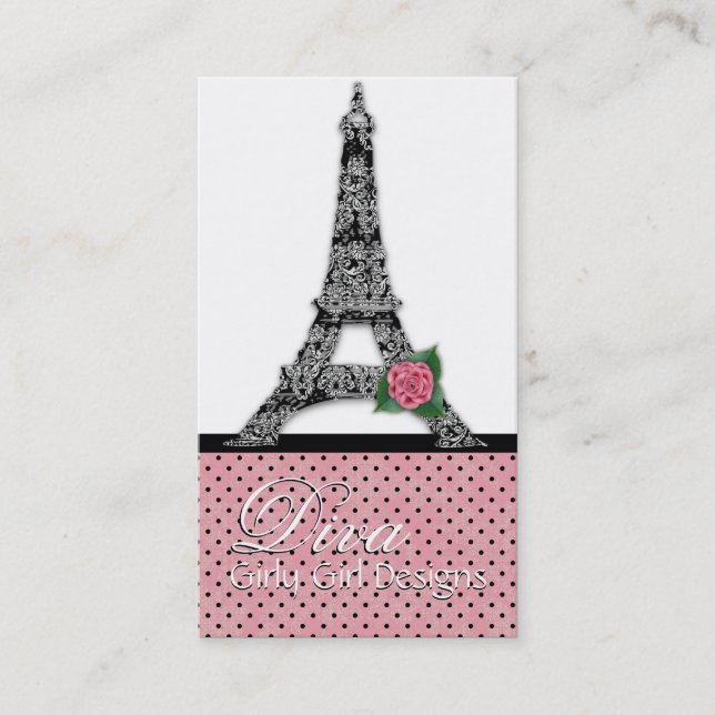 Französischer Eiffelturm-Girly Visitenkarte (Vorderseite)