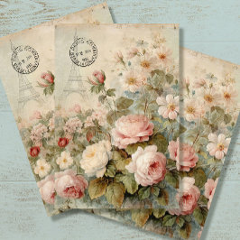 Französischer Eiffelturm Vintag floralrosa Decoupa Seidenpapier