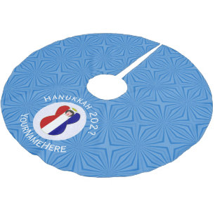 Französischer Engel Hanukkah-Flagge Personalisiert Polyester Weihnachtsbaumdecke