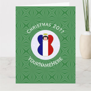 Französischer Engel Weihnachtsflagge Personalisier Karte