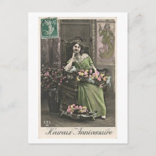 Französischer Flirt - Porträt einer schönen Frau Postkarte