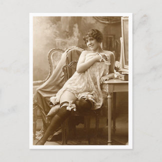 Französischer Flirt - Vintager Pinup Postkarte