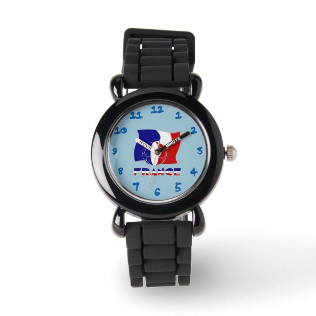 Französischer Fußballball und -flagge Armbanduhr (Vorderseite)