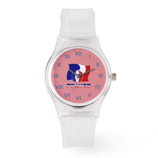 Französischer Fußballball und -flagge Armbanduhr (Vorderseite)