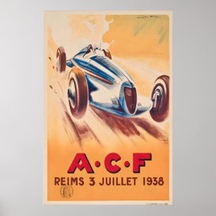 Französischer Grand Prix Reims-Gueux 1938 Motorren Poster