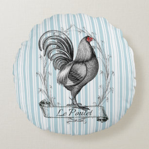 Französischer Hahn Le Poulet Rundes Kissen