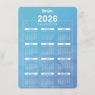 Französischer Kalender 2026 Itron Blau Begleitkarte