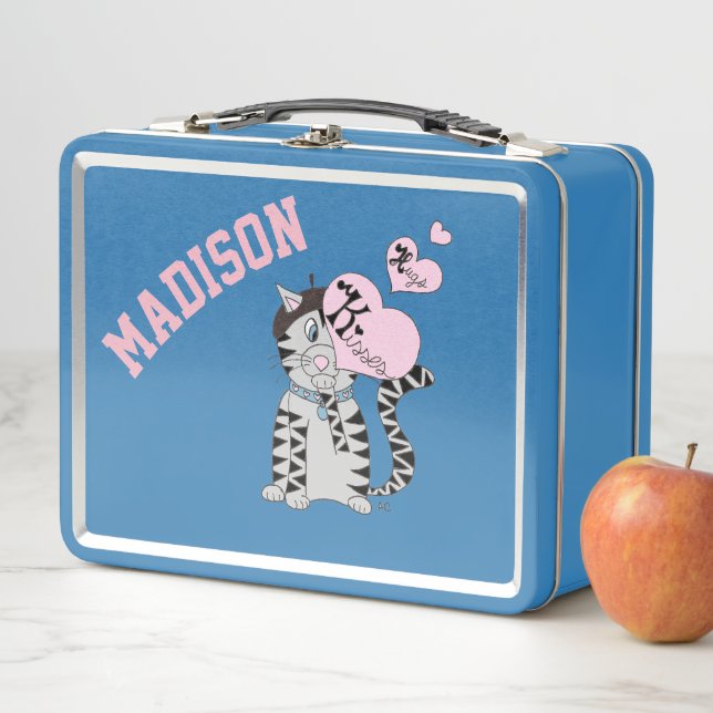 Französischer Katzenjunge personalisiert Metall Lunch Box (Beispiel)