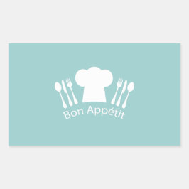 Französischer Koch Bon Appetit Restaurant oder Küc Rechteckiger Aufkleber