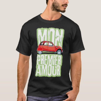 Französischer Kultwagen Duck 2cv rot und Hundeschu T-Shirt