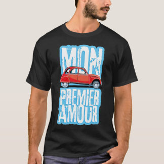 Französischer Kultwagen Ente 2cv Haustiere schwarz T-Shirt