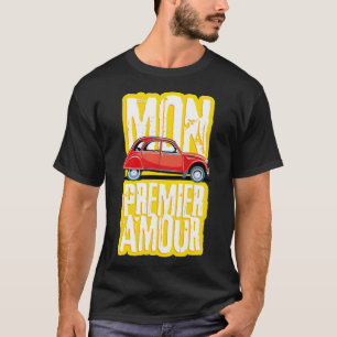 Französischer Kultwagen Ente 2cv Rot und Haustierz T-Shirt