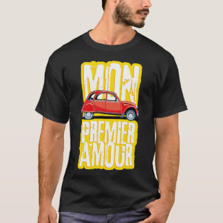 Französischer Kultwagen Ente 2cv Rot und Haustierz T-Shirt