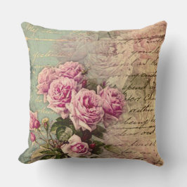 Französischer Land Chic, Shabby Chic, rosa Rosen, Kissen