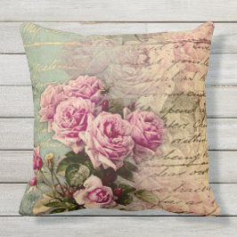 Französischer Land Chic, Shabby Chic, rosa Rosen, Kissen
