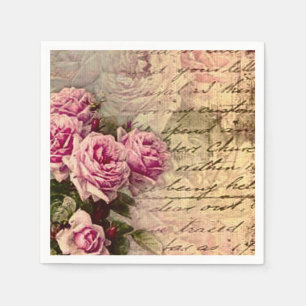 Französischer Land Chic, Shabby Chic, rosa Rosen, Serviette