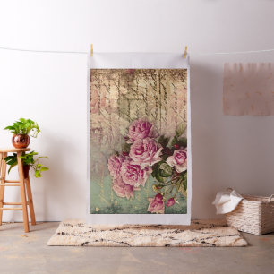 Französischer Land Chic, Shabby Chic, rosa Rosen, Stoff