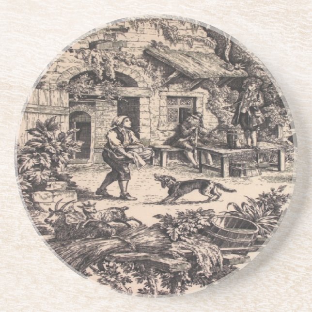 Französischer Land Toile Sandstein Untersetzer (Vorne)