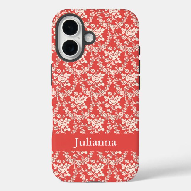 Französischer Landbetrieb Rote Flora Personalisier iPhone 16 Hülle (Rückseite)