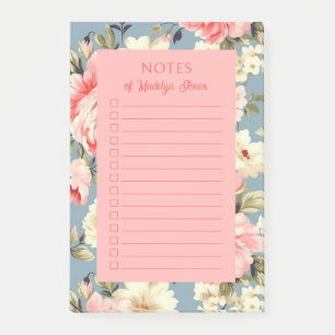 Französischer Landhausgarten Floral Rosa Erröten Post-it Klebezettel
