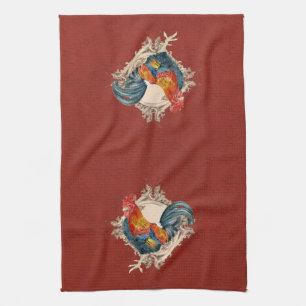 Französischer Landhausstil Rustikaler Hahn auf ein Handtuch