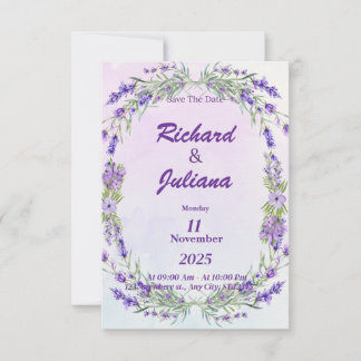 französischer Lavendelhochzeitstil Einladung