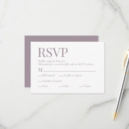 Französischer Lilac Scan Qr Code Wahl Hochzeit RSVP Karte