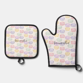 Französischer Macarons Ofenhandschuh & Topflappen-Set