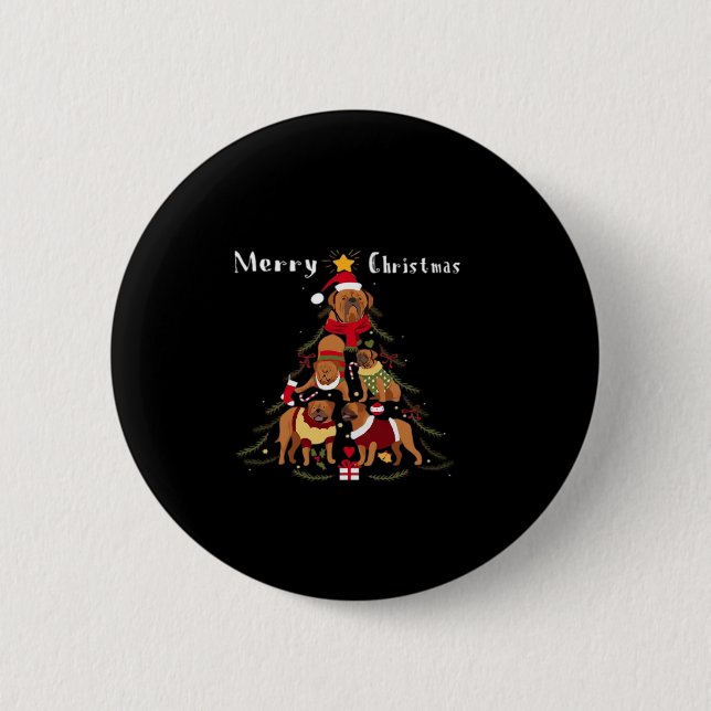 Französischer Mastiff Dogue de Bordeaux Weihnachts Button (Vorderseite)